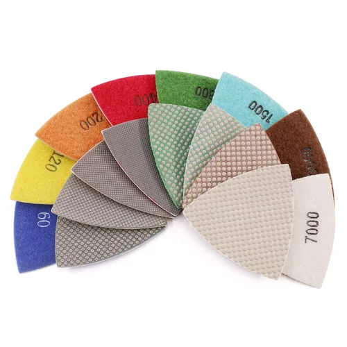 Vista 6 de Disco de lija de diamante triangular, discos de lija para moler piedra de vidrio cerámica de 3 "(80 mm) Mix Grit/8pcs