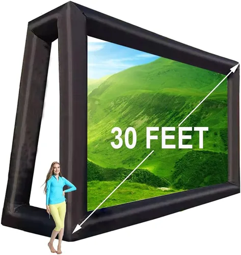 Vista 10 de Fitnessandfun Pantalla de cine inflable de 25 pies para exteriores, soplador de cine al aire libre, pantalla de proyección portátil frontal