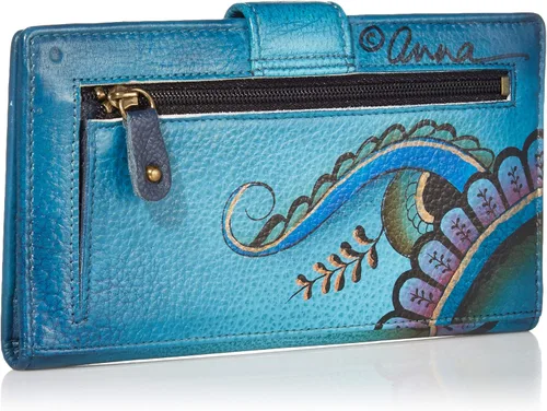 Vista 2 de Anna by Anuschka Cartera de dos pliegues de piel auténtica pintada a mano para mujer