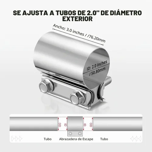 Vista 2 de EVIL ENERGY - Abrazadera para manguito de escape de acero inoxidable.