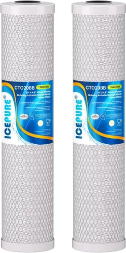 Vista 12 de ICEPURE Filtro de agua de carbón activado y KDF de gran capacidad de 4.5 x 20 pulgadas, filtración de metal pesado para toda la casa, filtro de agua