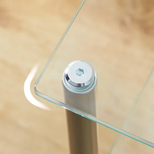 Vista 7 de HOOBRO Estante de cristal, unidad de estante de pie de baño de 3 niveles, estante de vidrio templado para espacio pequeño, organizador de soporte