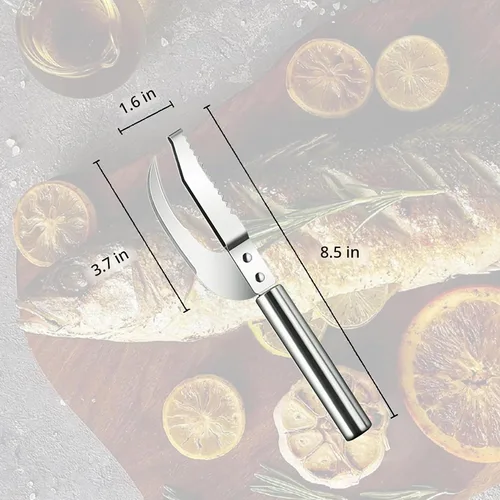 Vista 4 de Fauppt Herramienta de raspado de escamas de pescado, cuchillo multifunción de acero inoxidable para escamas de pescado, kit de limpieza de pescado