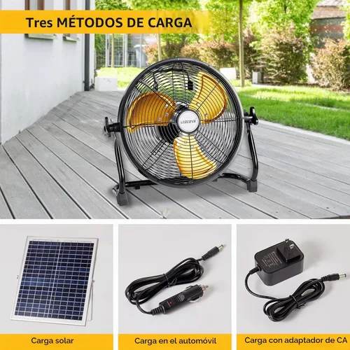 Vista 2 de lcocove El ventilador al aire libre puede funcionar de 5 a 24 horas, ventilador alimentado por energía solar para cobertizo, hogar, hogar