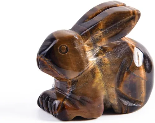 Vista 7 de YGLINE Figura de conejo de cristal con piedras preciosas para tallar animales (aventurina verde)