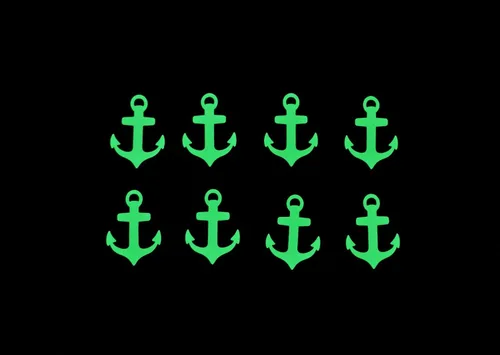 Vista 4 de Anclajes náuticos para barcos ~ Calcomanías de vinilo impermeables que brillan en la oscuridad ~ Juego de 4 ~ para vehículo celular, camión, luz