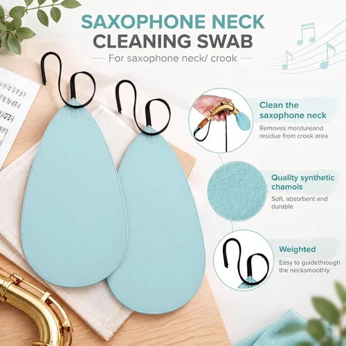 Vista 4 de Didaey Kit de limpieza de saxofón alto de 4 piezas con hisopos para el Azul claro