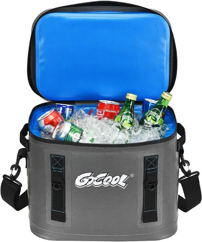 Vista 8 de Goplus Bolsa térmica portátil para 30 latas, enfriador de camping suave aislado, bolsa enfriadora de hielo a prueba de fugas para viajes al aire
