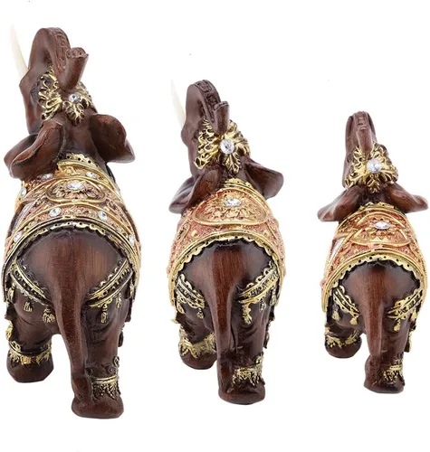Vista 7 de Hilitand Lucky Wealth - Estatua de elefante, figura de grano de madera de Feng Shui, regalo de decoración de escritorio de resina, tamaño pequeño
