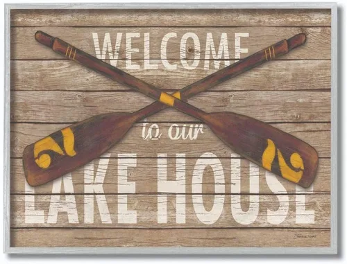 Vista 7 de Stupell Industries Welcome Lake House - Placa de pared con diseño de palabras de casa de campo, 10 x 15, multicolor