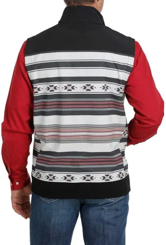 Vista 2 de Cinch Chaleco de rayas azteca con cremallera frontal para hombre