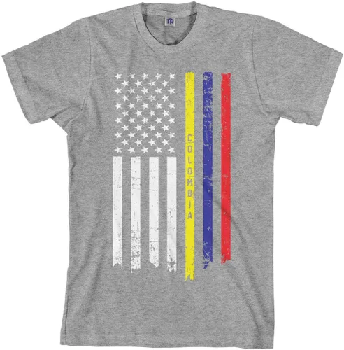 Vista 2 de Threadrock Camiseta con la bandera colombiana americana para hombre