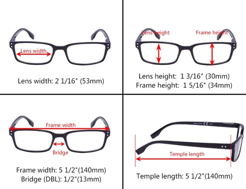 Vista 3 de LECTING GLASSES - Paquete de 4 bisagras de resorte de plástico para lectores cómodos, Paquete de 4 Negro