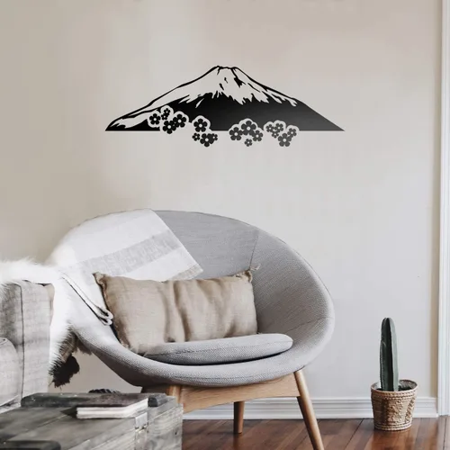 Vista 2 de Calcomanía de vinilo para pared, diseño de montaña Mt Fuji, 10 x 30 pulgadas, diseño único y moderno asiático, Japón, país, Honshu, ciudad, hogar