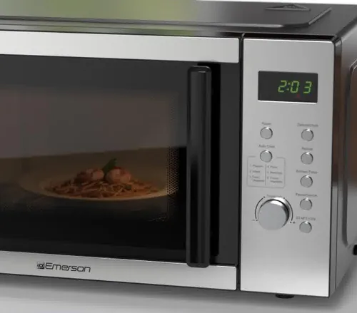 Vista 7 de Emerson MW9005SS Horno microondas compacto de encimera con control de botón, pantalla LED, 900W, 5 niveles de potencia, 6 menús automáticos, plato