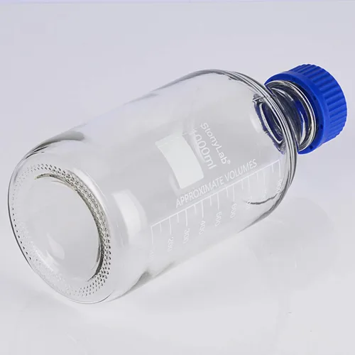Vista 4 de stonylab Botellas redondas graduadas de vidrio con tapa de rosca GL45, 33.8 fl oz, 1 paquete