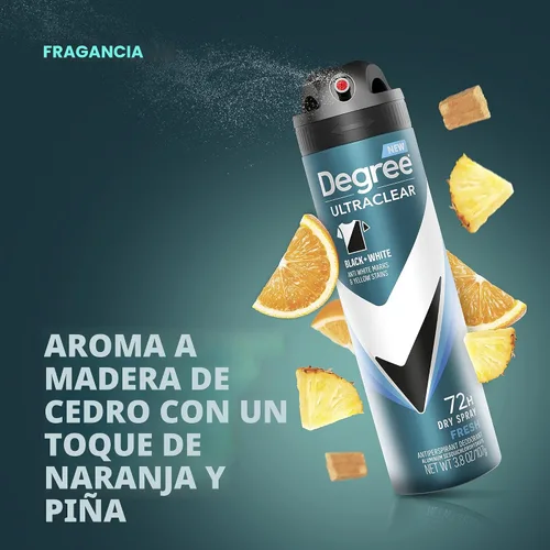 Vista 5 de Desodorante antitranspirante Degree Men MotionSense, spray seco, UltraClear negro + blanco, 3.8 onzas, paquete de 3