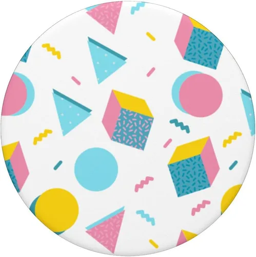 Vista 3 de PopSockets de los años 80 y 90 colores pastel con patrón geométrico intercambiable PopGrip