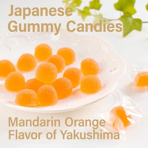 Vista 3 de YAMASAN KYOTO UJI Caramelo japonés – Sabor a naranja mandarina de Yakushima, envueltos individualmente, sin condimentos químicos, dulces sin gluten