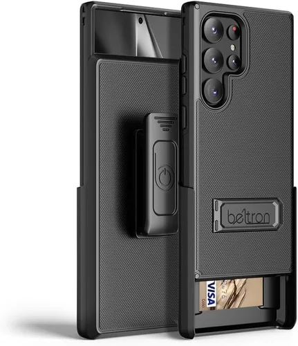 Vista 2 de BELTRON - Funda con clip para cinturón para Samsung Galaxy S24 Ultra, funda protectora delgada de doble capa de agarre de cuerpo completo y funda