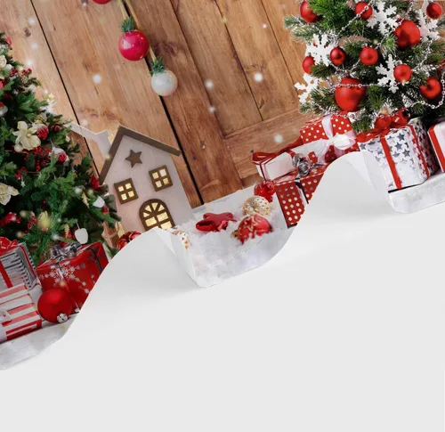 Vista 4 de Cortina de ducha de granja de Navidad para baño, decoración del hogar de árbol de Navidad de invierno, cortinas de baño de madera de puerta