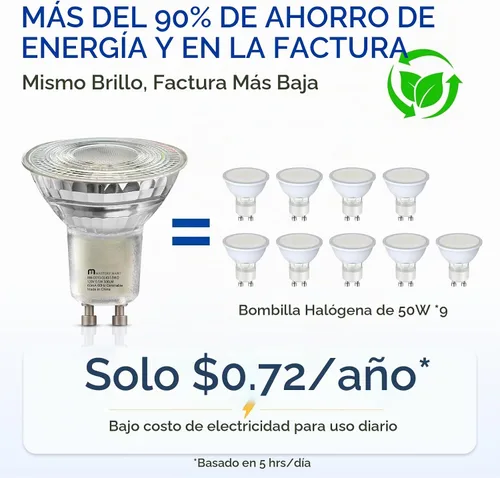 Vista 6 de MASTERY MART - Bombillas LED GU10, equivalentes a 50 W, 5,5 W regulables, cubierta de cristal completa, reflector de luz blanca suave de 2700 K