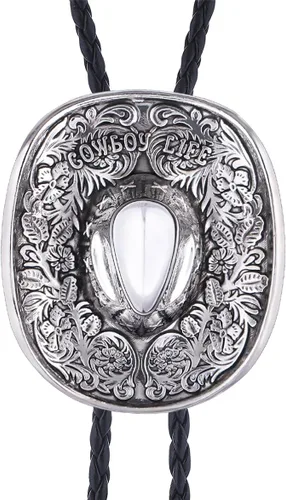 Vista 130 de Jeilwiy Corbata de bolo para hombre, corbata de vaquero occidental, collar de corbata de bolo dorado, corbata de cuero, corbata de Halloween