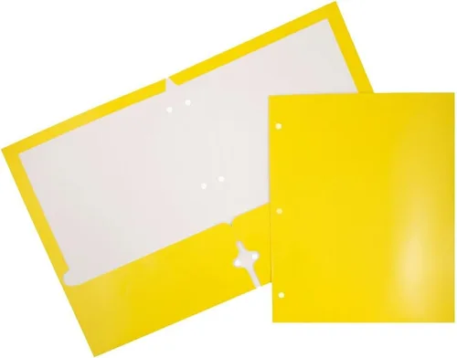 Vista 16 de JAM PAPER Carpetas escolares laminadas de dos bolsillos brillantes con 3 agujeros, color negro, paquete de 3