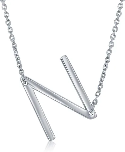 Vista 19 de Dainty Sideways Initial Necklace for Women – Sterling Silver or 14K Gold Plated 20mm Alphabet Letter Pendant