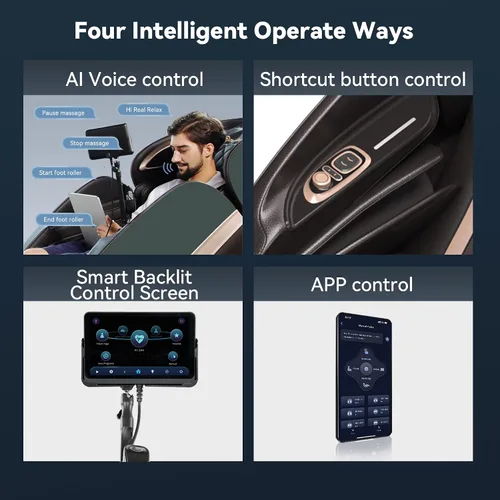 Vista 9 de Real Relax Silla de masaje 4D de cuerpo completo y reclinable, silla de masaje inteligente con 27 modos, 13 técnicas, cuidado de la IA, control