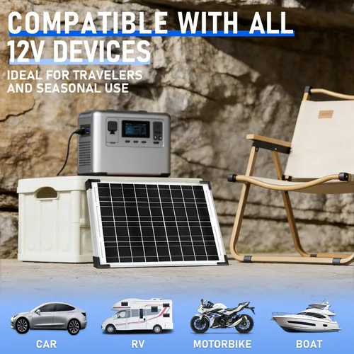 Vista 8 de Kit de Panel Solar 20W 12V Monocristalino, Mantenedor de Batería + Controlador de Carga Solar 10A + Cable de Extensión con Clips de Batería Terminal