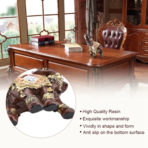 Vista 5 de Hilitand Estatua de elefante de riqueza, escultura de Feng Shui, figura de grano de madera para el hogar, decoración de escritorio, regalo (M)