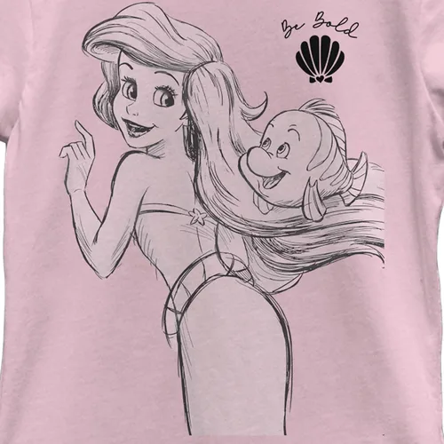 Vista 2 de Disney Girl's Ariel and Flounder T-Shirt