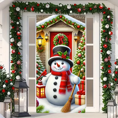 Vista 13 de Cartel de porche con decoración de cachorro de Navidad, trío festivo, Schnauzers en suéteres navideños, perfecto para interiores y exteriores
