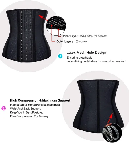 Vista 4 de YIANNA Waist Trainer for Women Latex Underbust Waist Cincher Corset Sport Girdle Hourglass Body Shaper