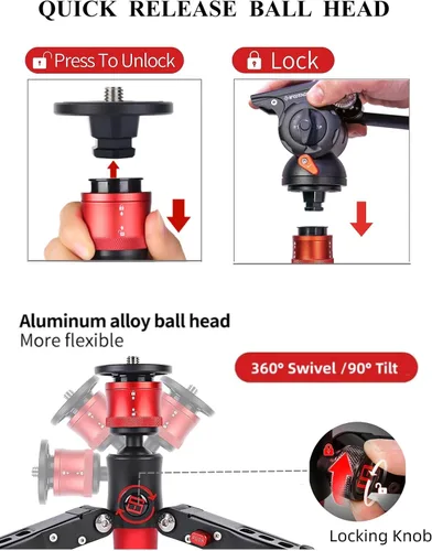 Vista 4 de IFOOTAGE Trípode CB3 BASE, mini trípode de aluminio con base de perfil bajo con placa de liberación rápida de 3/8 pulgadas y 1/4 pulgadas, carga