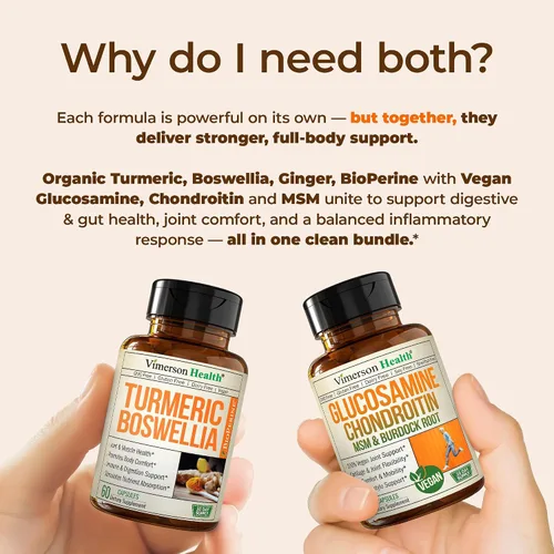 Vista 6 de Joint Support Bundle – 2-Pack Organic Turmeric Supplement with 95% Curcuminoids + 65% Boswellia Extract, Ginger Root & Black Pepper (BioPerine) +