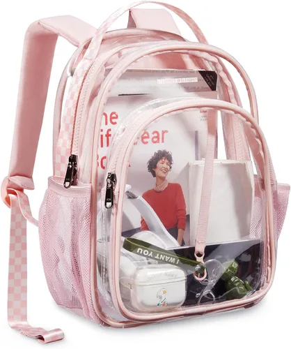 Vista 8 de LIGHT FLIGHT Mochila transparente resistente y transparente, juego de mochila transparente, mochilas duraderas para universidad, seguridad, L-negro