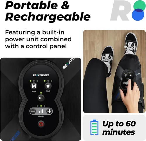 Vista 4 de REATHLETE Masajeador de rodilla Xpress para aliviar el dolor Masajeador de piernas con calor y compresión