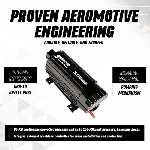 Vista 3 de Aeromotive 11196 Bomba de combustible en línea sin escobillas, 5.0 GPM, alta potencia externa, eléctrica de 12 V, para motores EFI y carburados