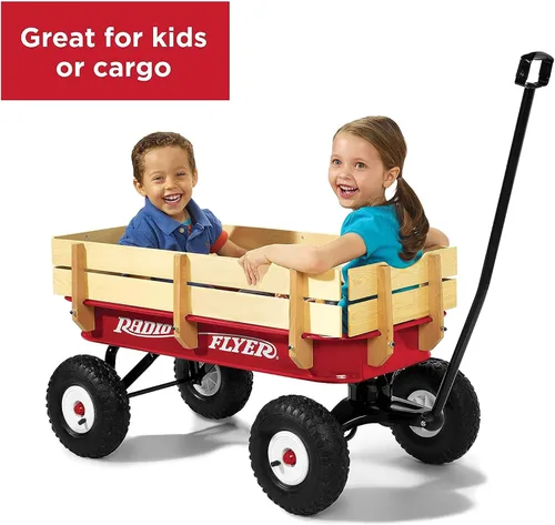 Vista 3 de 32 vagones de acero y madera todo terreno Radio Flyer , Rojo