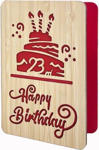 Vista 13 de Tarjeta de felicitación de feliz cumpleaños número 21, tarjeta de cumpleaños hecha a mano, tarjetas de felicitación de madera, tarjeta de cumpleaños