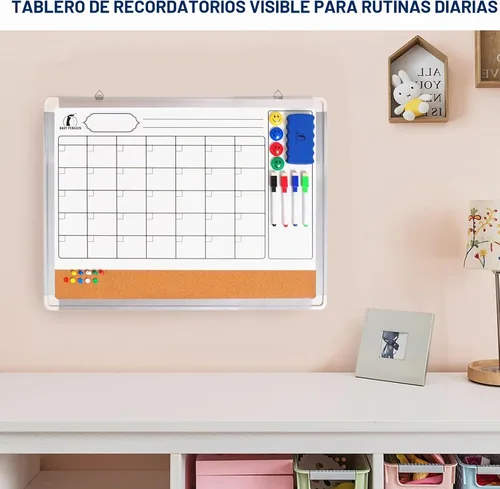Vista 4 de Calendario de borrado en seco para pared, calendario de pizarra blanca