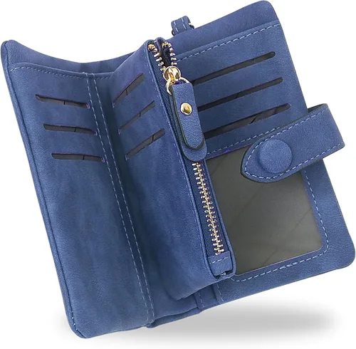 Vista 11 de CONISY Billeteras pequeñas de pulsera para mujer, billetera de cuero plegable RFID con ventana de identificación y cremallera Small, Bifold, RFID