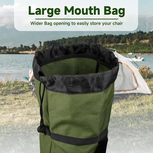Vista 4 de Xxerciz Bolsa de repuesto para silla de campamento, bolsa de transporte plegable de 48 pulgadas con correa ajustable para el hombro, bolsa de Verde