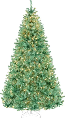 Vista 53 de Best Choice Products Árbol de Navidad azul bebé preiluminado de 6 pies, decoración navideña artificial completa con 947 puntas de rama, 250 luces