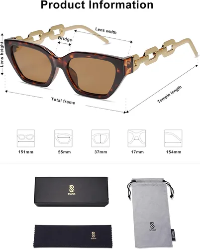 Vista 5 de SOJOS SJ2220 - Gafas de sol estrechas con ojo de gato retro para mujer