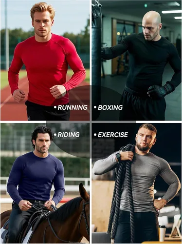 Vista 6 de Camisetas deportivas de manga larga para hombre (paquete de 3 o 5)