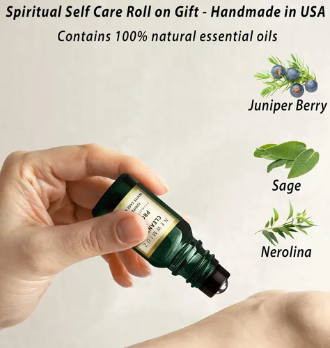 Vista 6 de Mezcla de aceites esenciales roll-on Focus Memory Concentration Orange Ginger Pachuli y limpieza y protege enebro Berry White Sage con Nerolina