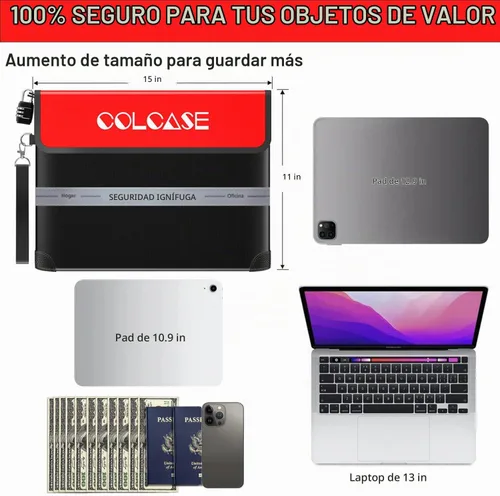 Vista 7 de COLCASE Bolsa de documentos ignífuga con cerradura de 5200 ℉ con aislamiento térmico impermeable e ignífugo con cremallera, bolsa ignífuga